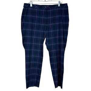 J.Jill Premium Bi-Stretch Flannel Plaid Ankle Trouser Pants Gray Work Women 14